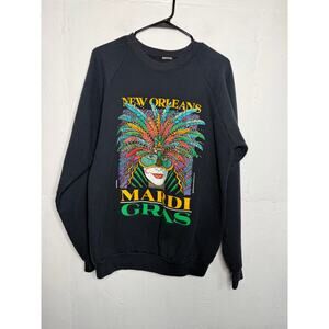 Vintage New Orleans Mardi Gras Black Sweatshirt L/XL